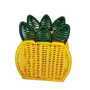 Ciroa PINEAPPLE Yellow Resin Wicker Napkin Holder NEW W/Out Tags
